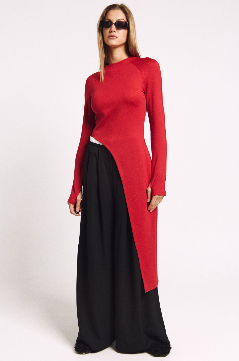 Лонгслив асимметричный 1240 скарлетт