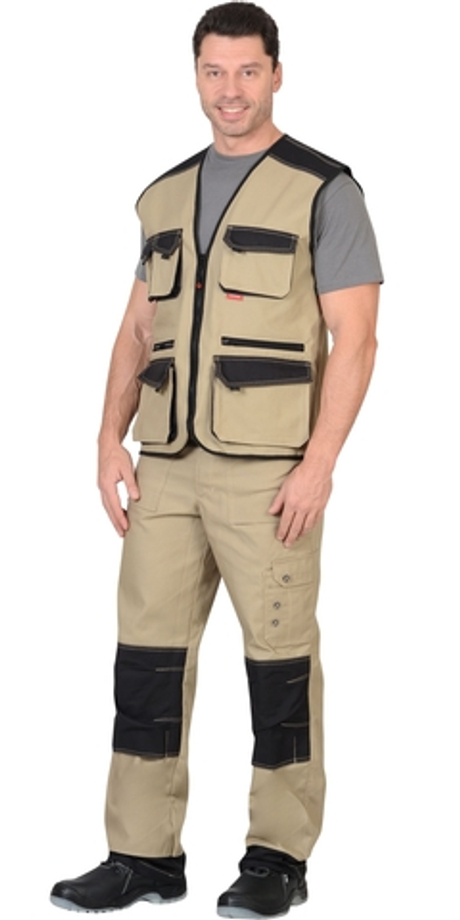 Жилет "ВЕСТ-ВОРК" летний бежевый с черным (ЧЗ)