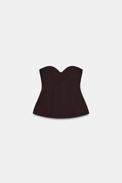 ZARA ТОП БАНДО С ВЫРЕЗОМ СЕРДЕЧКОМ, КОРИЧНЕВЫЙ