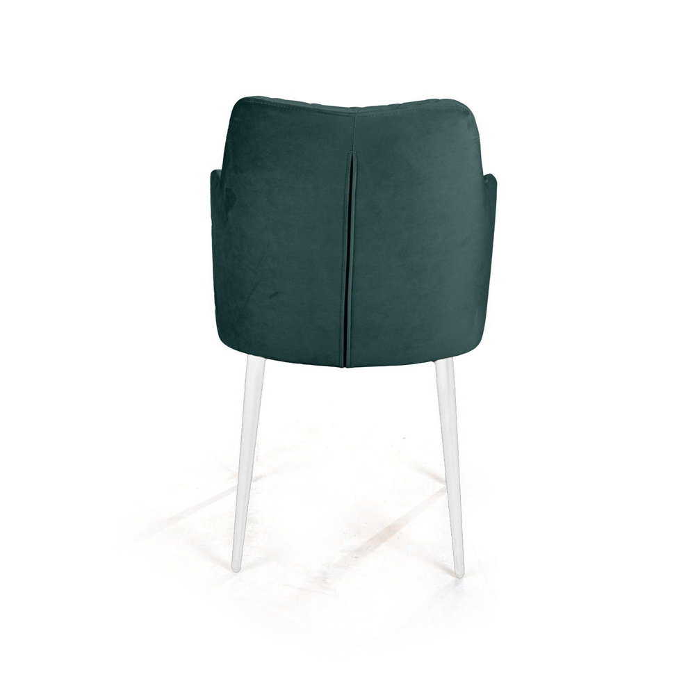 Стул с подлокотниками Hunt ромб, бархат зеленый 19 / белый конус