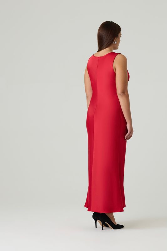 Платье-комбинация на широких бретелях, красный