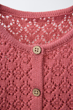 ZARA ТОП АЖУРНОЙ ВЯЗКИ, КЛУБНИЧНЫЙ