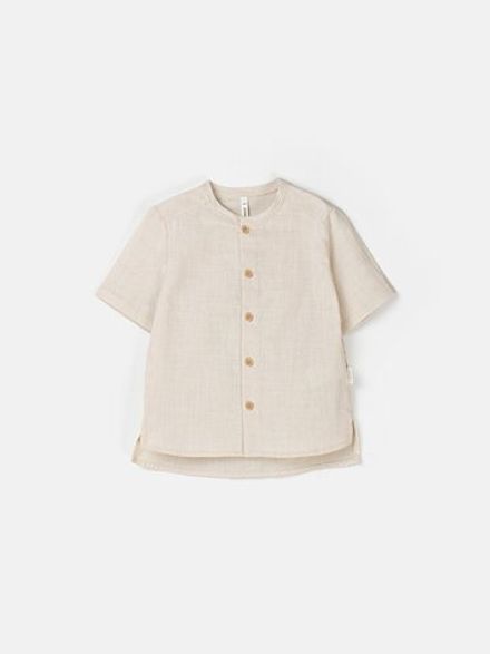 Рубашка хлопковая "Беж" с коротким рукавом