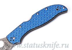 Нож Spyderco C258GFBLP Stretch Blue Nishijin Damascus Bladeфотография - 3