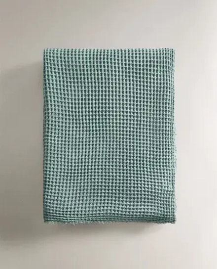 ZARA HOME ПЛЕД ИЗ РЕЛЬЕФНОЙ ТКАНИ, СИНИЙ