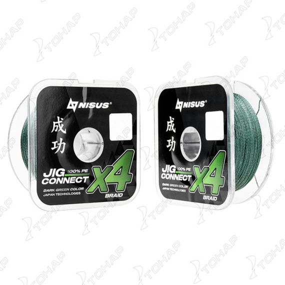 Шнур JIG CONNECT X4 PE Dark Green 100m #4.5, 0.35mm 21.1кг/57.2LB (T-N-JC-X4-0.35-100-DG) NISUS