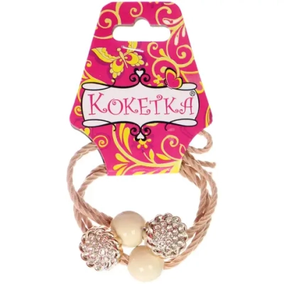 Резинки для волос 2шт «ФАНТЕЭГРО», цветочек, цвет черный, молочный и коричневый, d-5.5см (Кокетка)