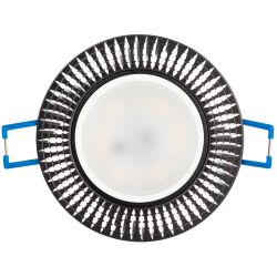 Встраиваемый светильник алюминиевый ЭРА KL32 AL/BK/1 MR16 12V 50W черный серебро | Алюминиевые встраиваемые светильники