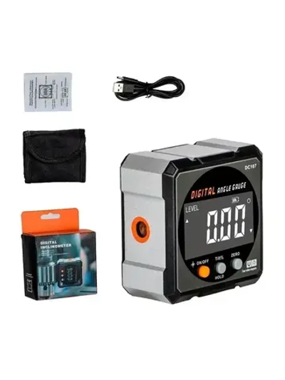 Угломер цифровой 2 в 1 с лазерным уровнем, влагозащита IP67, инклинометр с магнитным креплением и USB-зарядкой