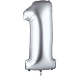 Шар фольгированный Цифра 1 66 см (Серебряный)