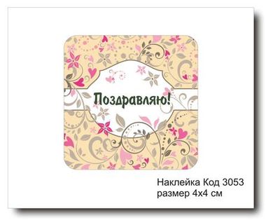 Наклейка код 3053 размер 4х4 см 