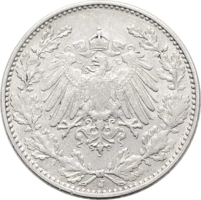 1/2 марки 1907 Германская империя "J" VF-XF