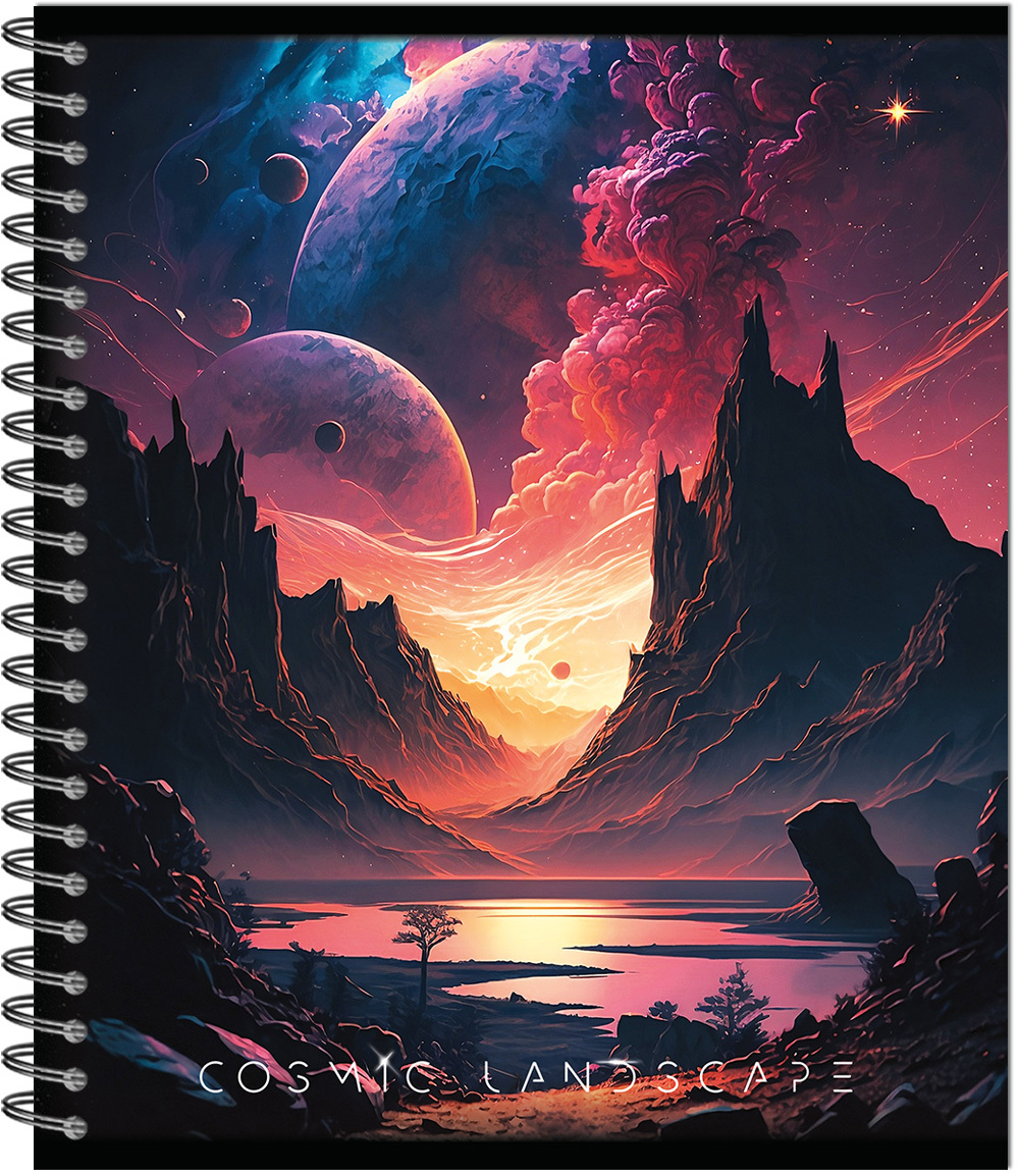 Тетрадь COSMIC LANDSCAPE 170х203, 48 л. гребень, , 4+0+выборочный УФ-лак, 4 диз