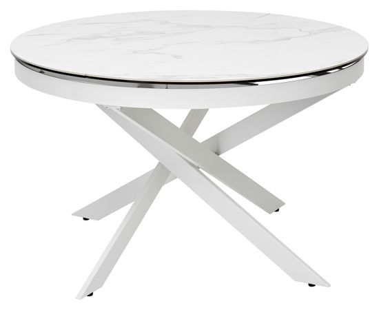 Стол TRENTO 120 HIGH GLOSS STATUARIO Белый мрамор глянцевый, керамика/ белый каркас