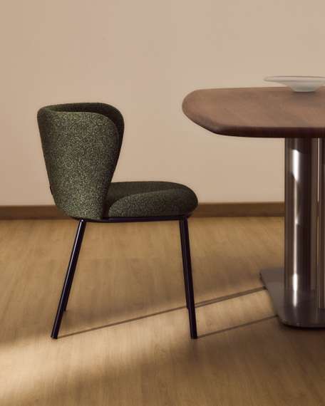 Стул Ciselia из темно-зеленого шенилла с ножками из черной стали