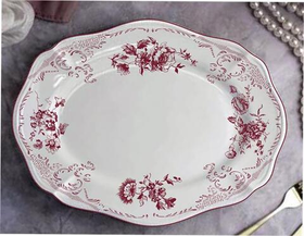 Блюдо овальное 38x26,5 см h 3,3 см, фарфор, Red Rose