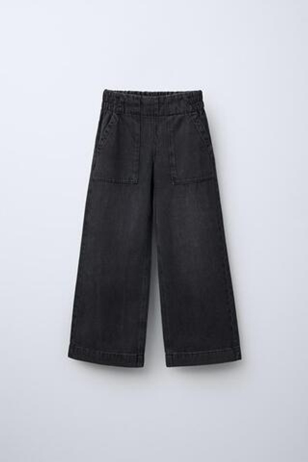 ZARA ДЖИНСЫ СВОБОДНОГО КРОЯ С КАРМАНАМИ, ЧЕРНЫЙ