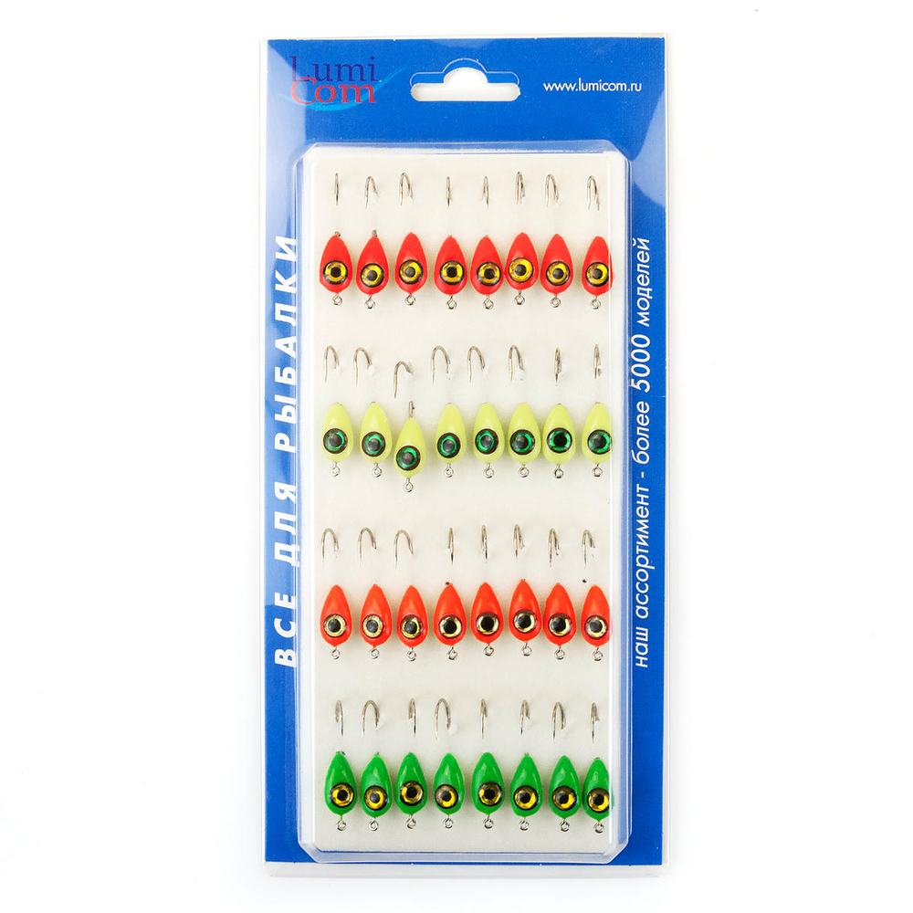 Мормышка фосфорная с флексом плавающая Lumicom 24-Ф, №2, ABC (набор 32шт)
