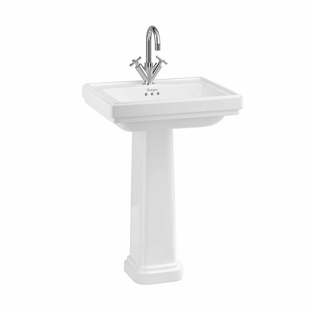 Раковина на пьедестале Burlington Riviera 58 RIV1 1TH RIV6 с 1 отверстием белая