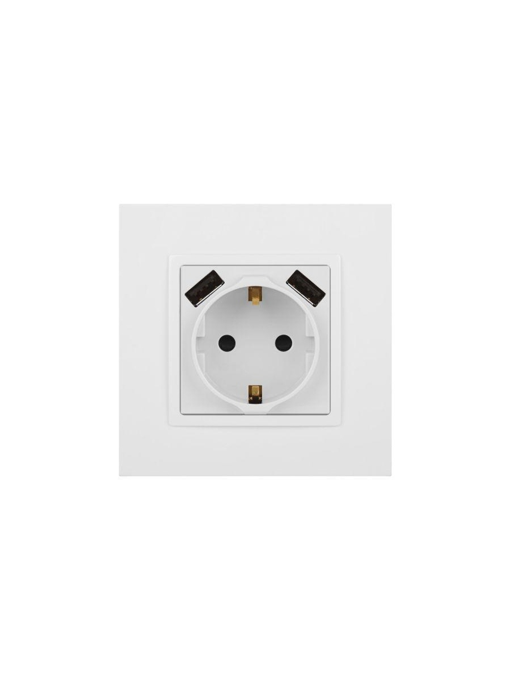 Розетка 16А 250В 2P+E с 2хUSB 5В-3А защ. шторки Elegance бел. 14-4109-01 ЭРА Б0047867