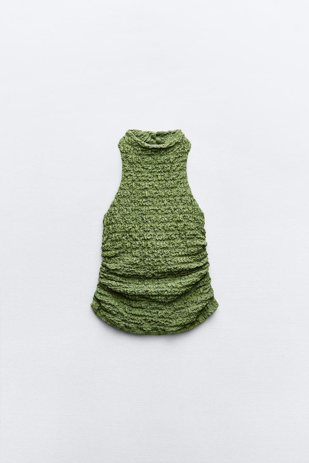 ZARA ТОП ИЗ РЕЛЬЕФНОЙ ТКАНИ С ГОРЛОВИНОЙ ХАЛТЕР, ЗЕЛЕНЫЙ