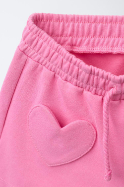 ZARA ШОРТЫ INTERLOCK С КАРМАНАМИ-СЕРДЕЧКАМИ, ЯРКО-РОЗОВЫЙ