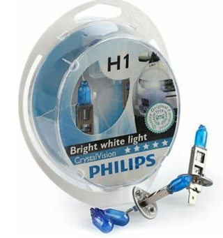 Автолампа H1 12V 55W Philips 4300К Cristal Vision (P14,5s) (к-т2шт+2штW5W) #12258CV ORIGINAL