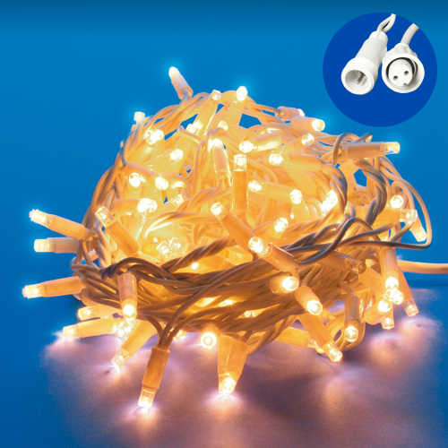 ULD-S1000-120/SWK WARM WHITE IP67 Гирлянда светодиодная со статическим свечением, 10м. Соединяемая.120 светодиодов. Теплый белый свет. Провод белый. Т