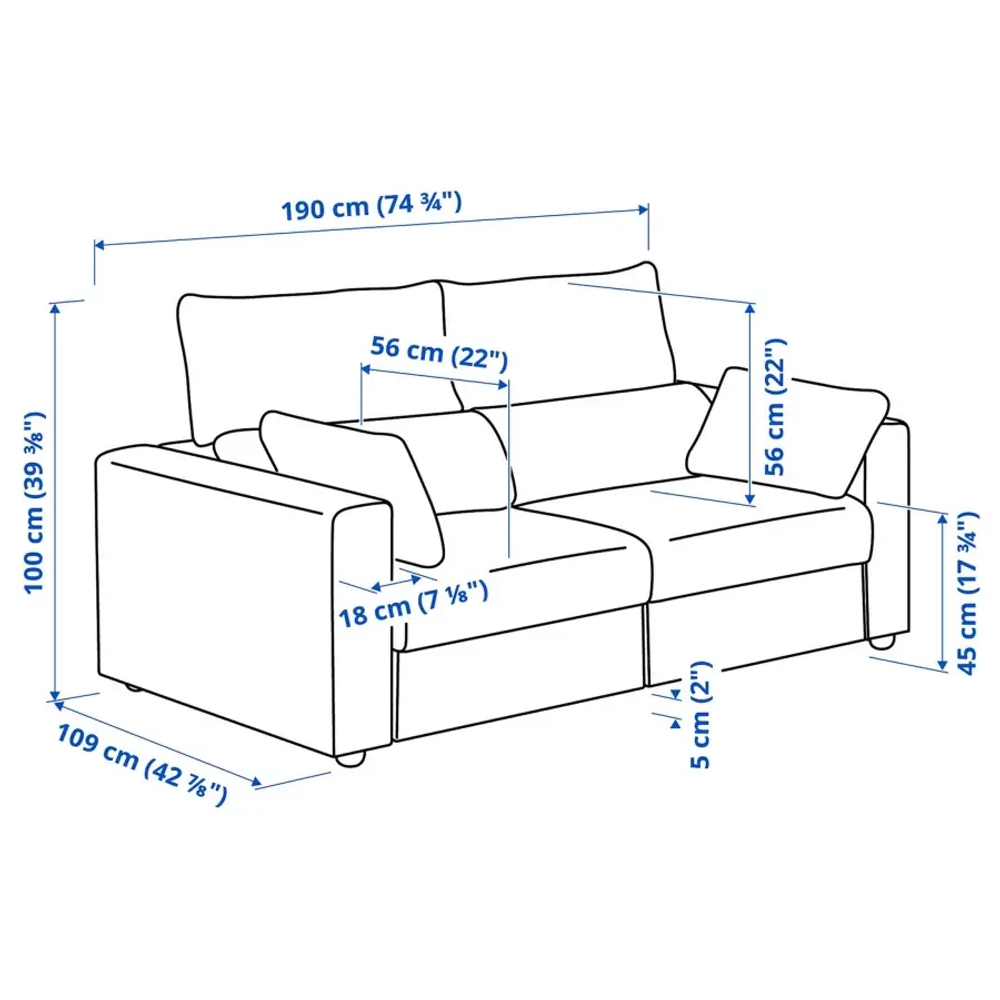 2-местный диван - IKEA ESKILSTUNA/ЭСКИЛЬСТУНА ИКЕА, 81х58х111 см, бежевый