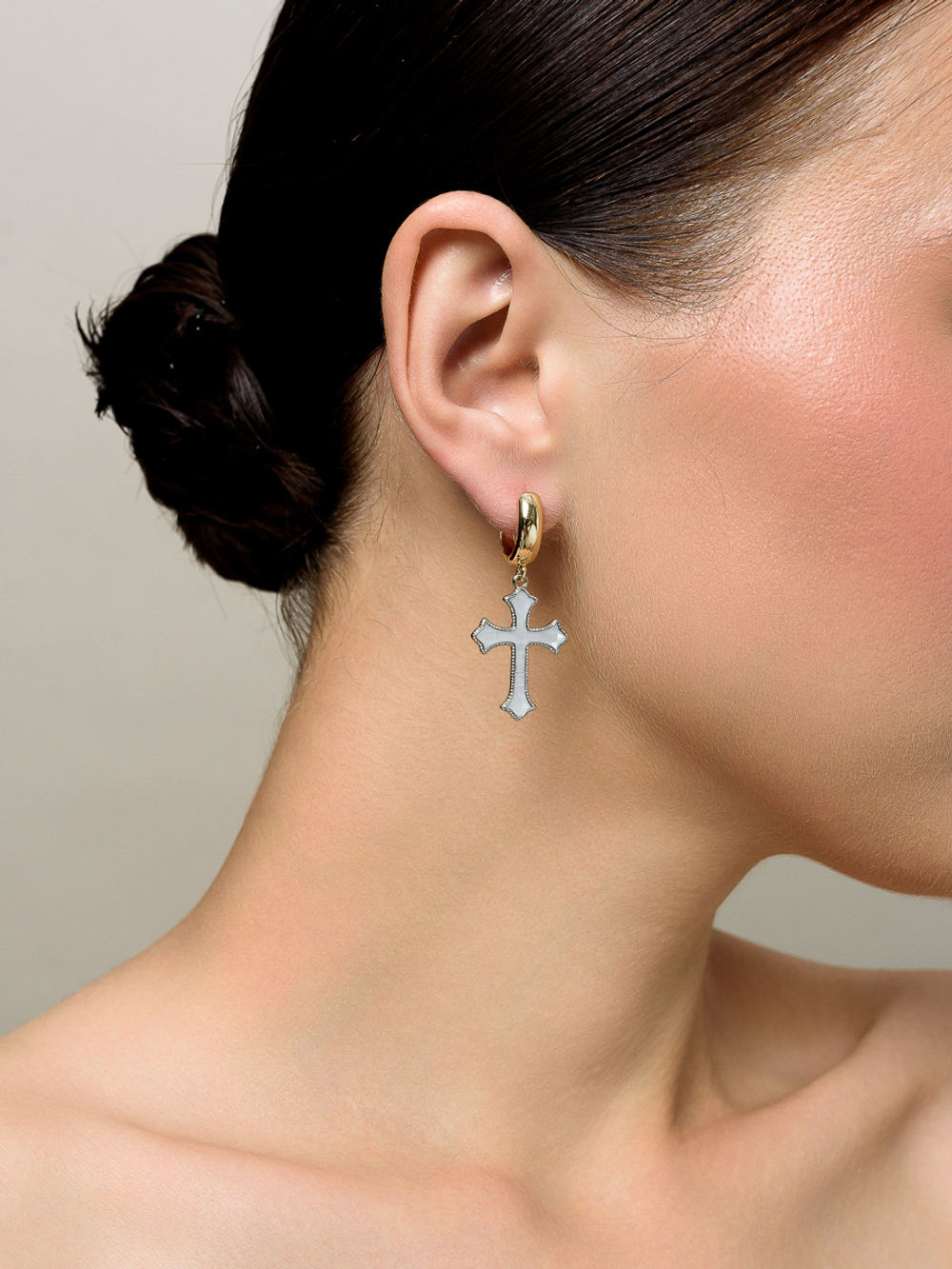 Серьги "Cross" Bicolor с перламутром