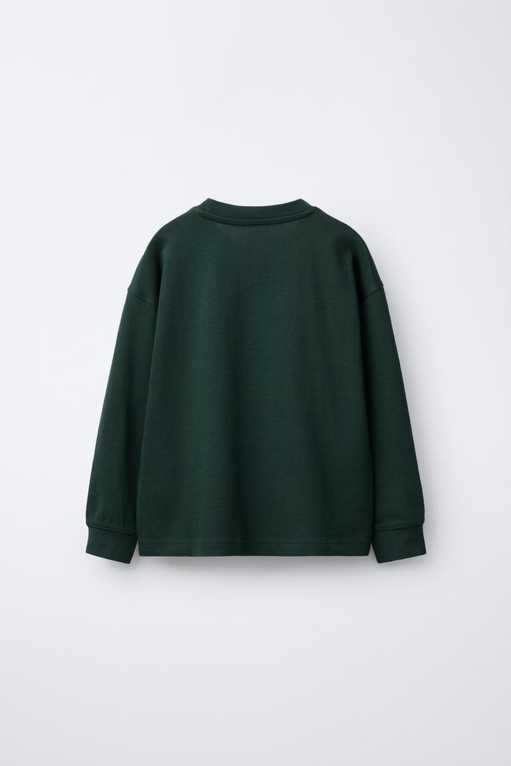 ZARA ФУТБОЛКА HEAVY WEIGHT С ВЫШИТОЙ НАДПИСЬЮ, БУТЫЛОЧНО-ЗЕЛЕНЫЙ