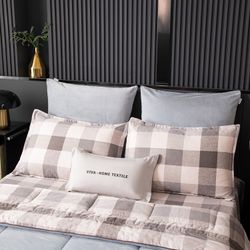 Комплект постельного белья на резинке с одеялом Велюрия Люкс «Скандинавская клетка»