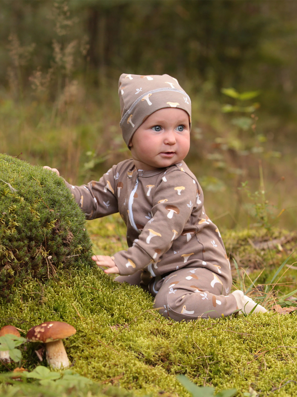 Комбинезон Mjölk Sleep and Play Грибочки, на манжетах
