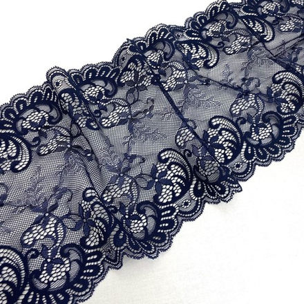 Кружево эластичное темно-синие 17 см