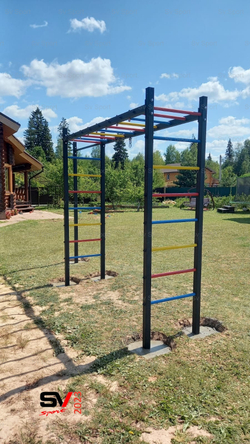 Монтаж уличной шведской стенки Sv Sport Рукоход (4 вертикальных столба)