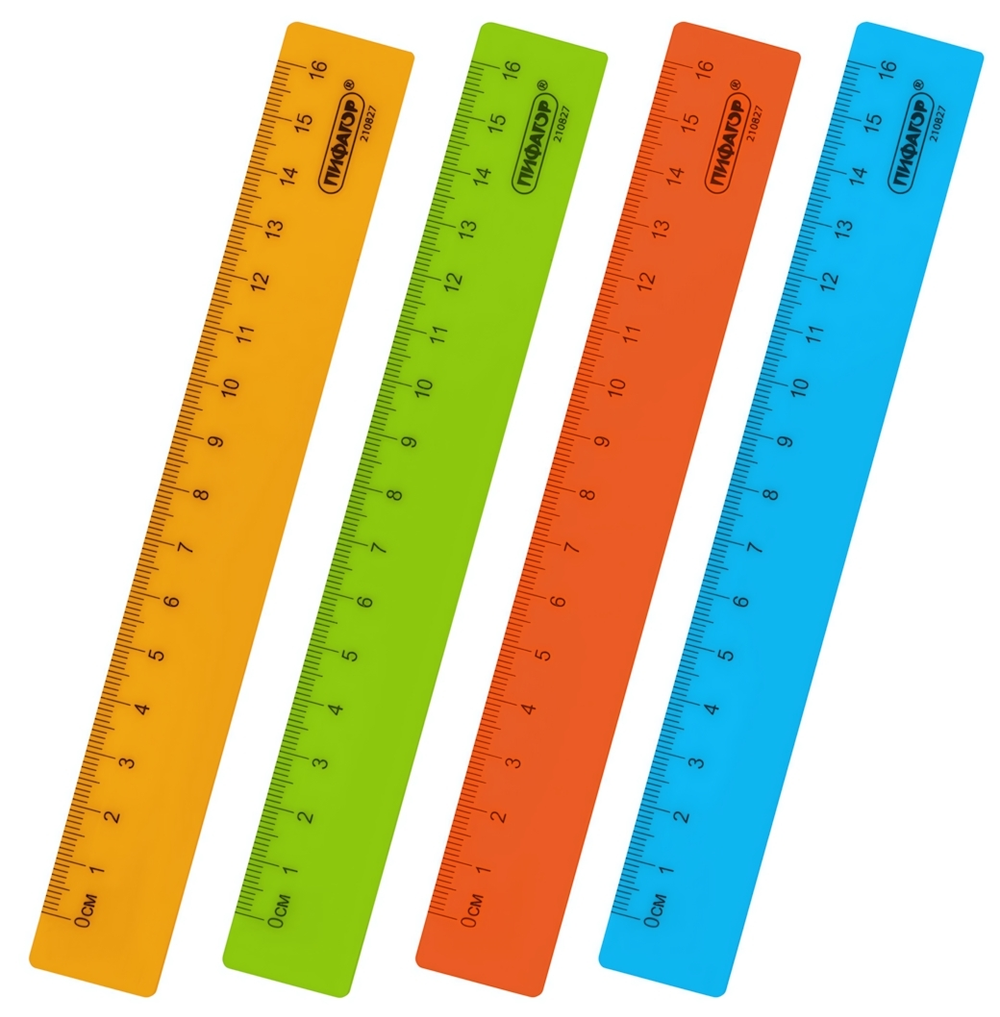 Линейка 16см. пластиковая, неоновая, ассорти (ПИФАГОР)