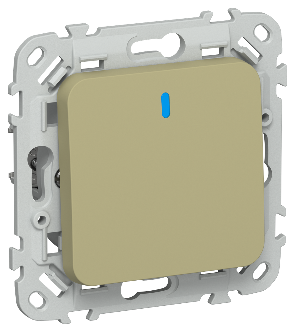 FLITE Выключатель 1-клавишный проходной с индикацией 10А ВС61-1-1-ФлО оливковый IEK