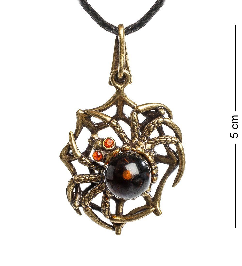 AM- 138 Подвеска «Паук» (латунь, янтарь)