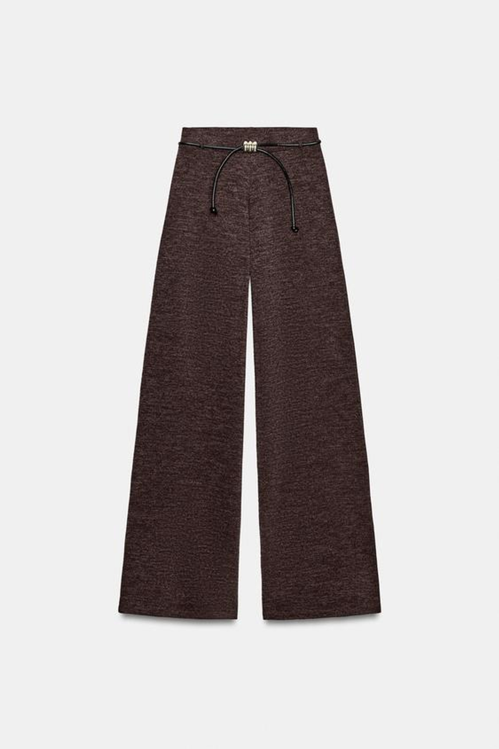 ZARA БРЮКИ-ПИКЕ С ПОЯСОМ, ТЕМНО-КОРИЧНЕВЫЙ