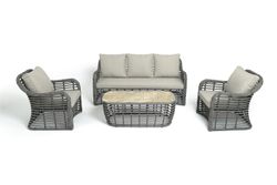 "Ницца" лаунж-зона из искусственного ротанга, цвет серый