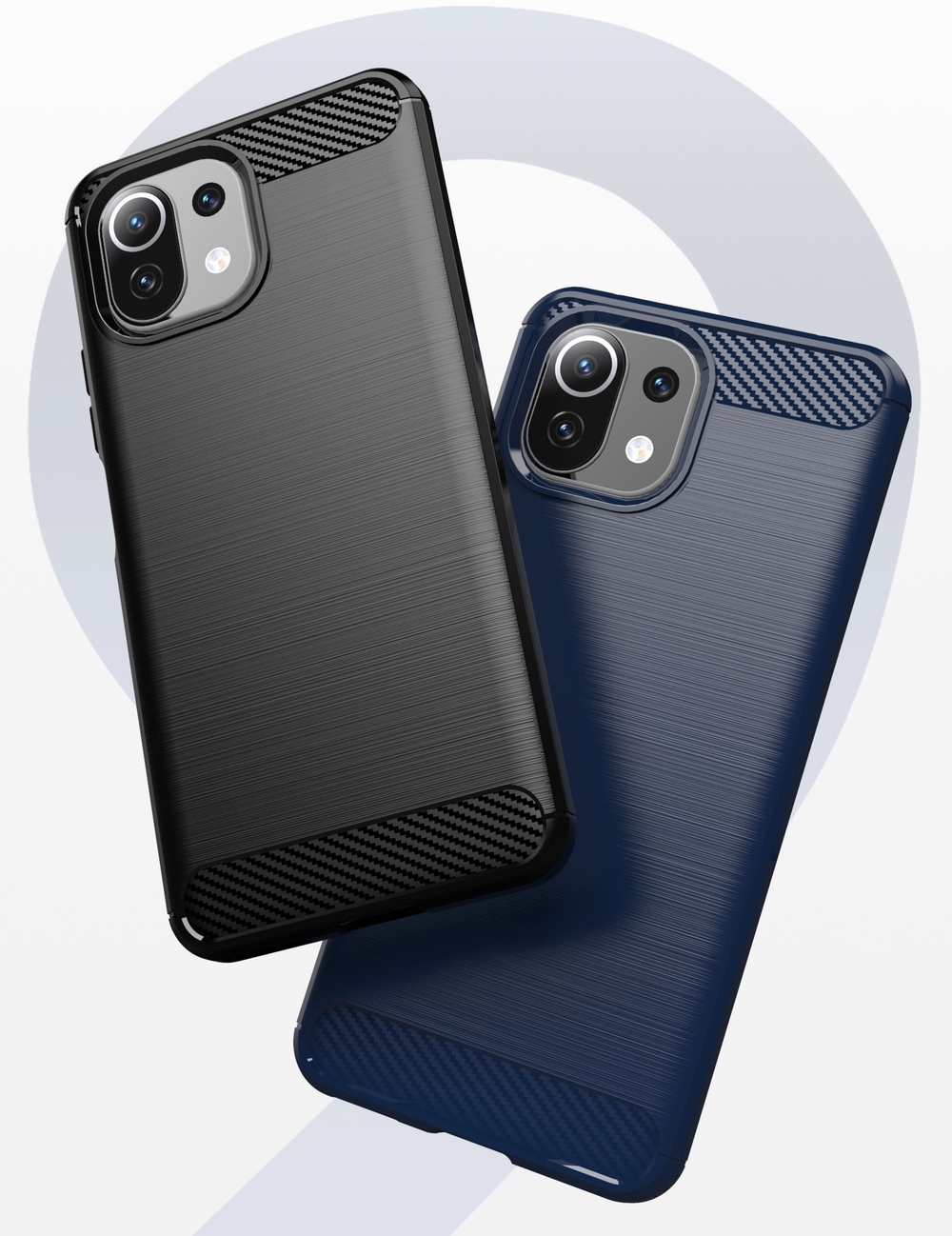 Чехол синий под карбон для телефона Xiaomi Mi 11 Lite, серии Carbon от Caseport