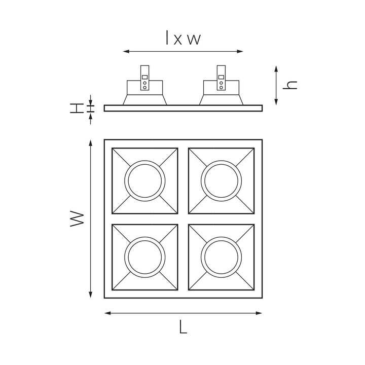 Комплект из светильников и рамки Lightstar Domino Quadro (214547+214506+214507+214506+214507) D54706070607