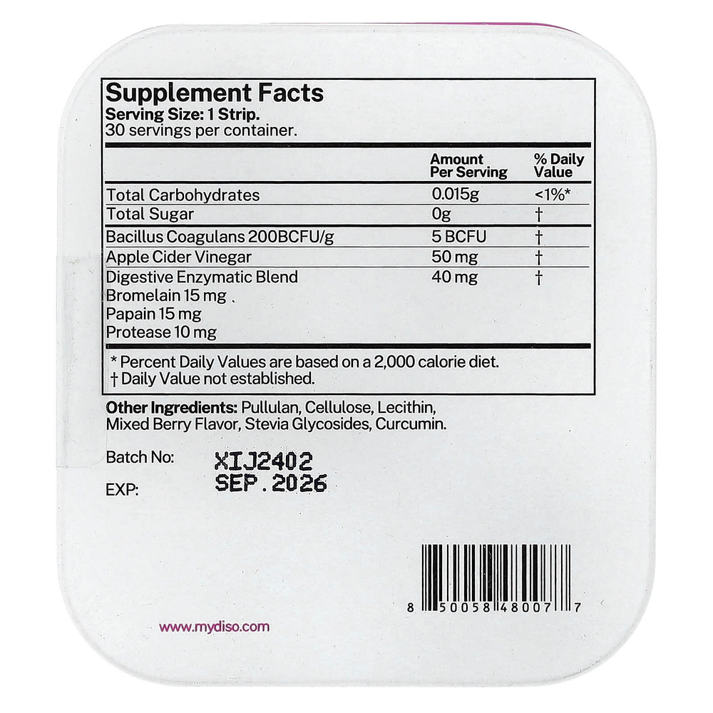 Diso, Biotic, ягодный вкус, 30 полосок для полости рта