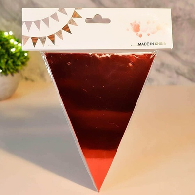 Растяжка "Праздничные флажки" 2,5м 13*17,5см 10шт, глянец красный