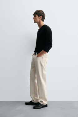 ZARA ДЖИНСЫ STRAIGHT-FIT КЛАССИЧЕСКОГО КРОЯ, ЭКРЮ