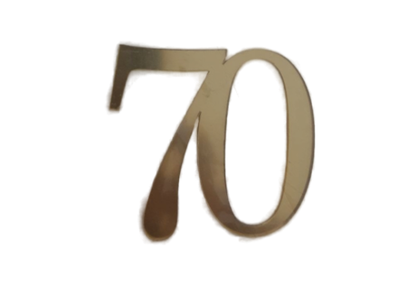 Топпер без шпажки цифра «70» золото 7*6 см