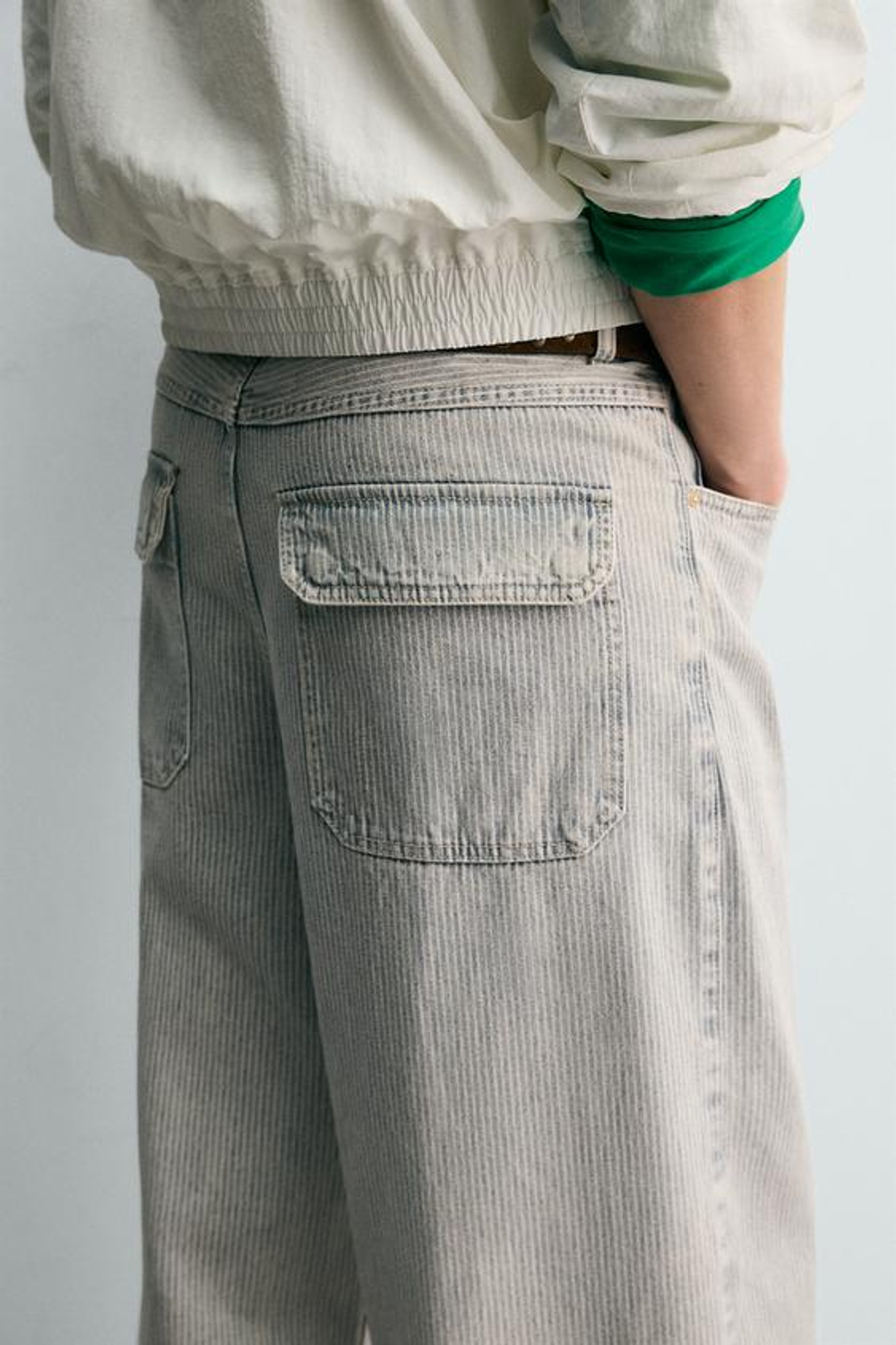 ZARA БРЮКИ RELAXED STRAIGHT FIT В ПОЛОСКУ, ПОЛОСКИ