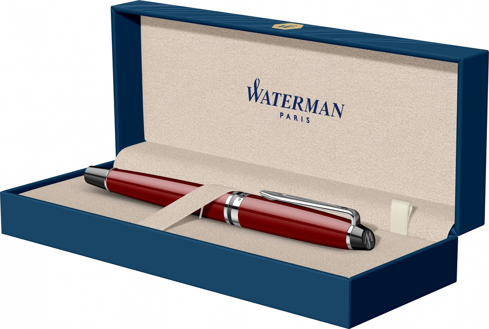 Перьевая ручка Waterman "Expert Dark Red Lacquer CT Black", перо: M, цвет чернил: blue.