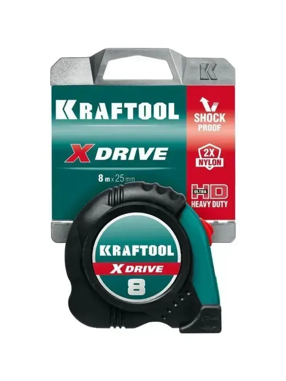 Рулетка 8 м / 25 мм строительная измерительная KRAFTOOL X-Drive рулетка с ударостойким обрезиненным корпусом