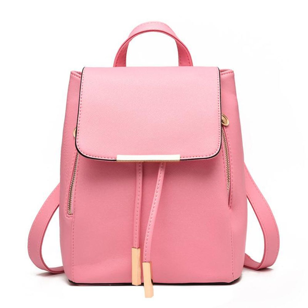 Средний стильный женский повседневный розовый рюкзак 24х29х15 см из экокожи с фурнитурой под золото Dublecity 3588-5